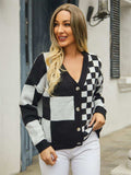 Plaid V-Neck Dropped Shoulder Cardigan - Trendsi - Flyclothing LLC
