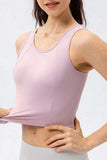 Round Neck Wide Strap Active Tank - Trendsi - Flyclothing LLC