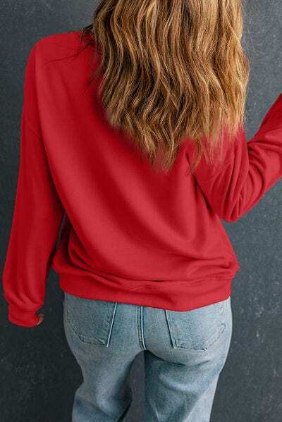 Round Neck Dropped Shoulder Sweatshirt - Trendsi - Flyclothing LLC