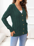 Button Down Cable-Knit Cardigan - Trendsi - Flyclothing LLC