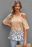 Leopard Asymmetrical Neck Cold-Shoulder Blouse - Trendsi - Flyclothing LLC