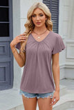 V-Neck Flutter Sleeve T-Shirt - Trendsi - Flyclothing LLC
