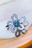 1 Carat Moissanite Flower Shape Open Ring - Trendsi - Flyclothing LLC