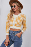 Plaid Buttoned Cropped Cardigan - Trendsi - Flyclothing LLC