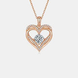 1.2 Carat Moissanite 925 Sterling Silver Heart Necklace - Trendsi - Flyclothing LLC