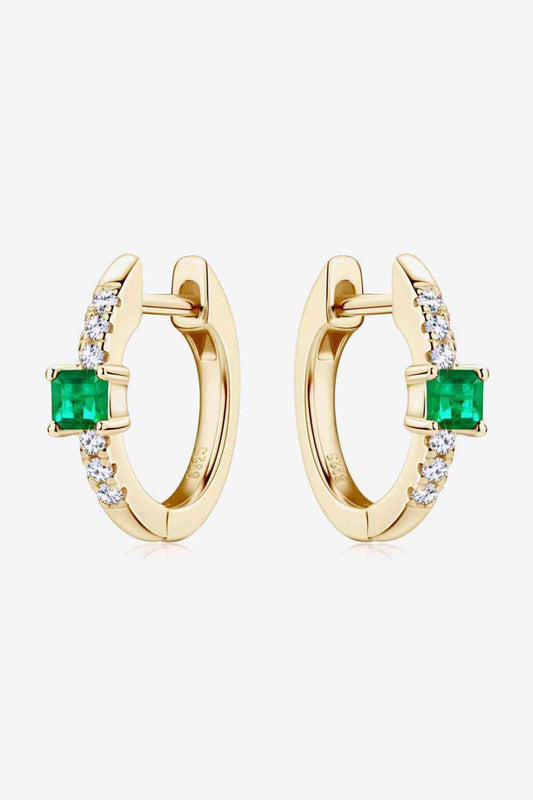 Lab-Grown Emerald Earrings - Trendsi - Flyclothing LLC