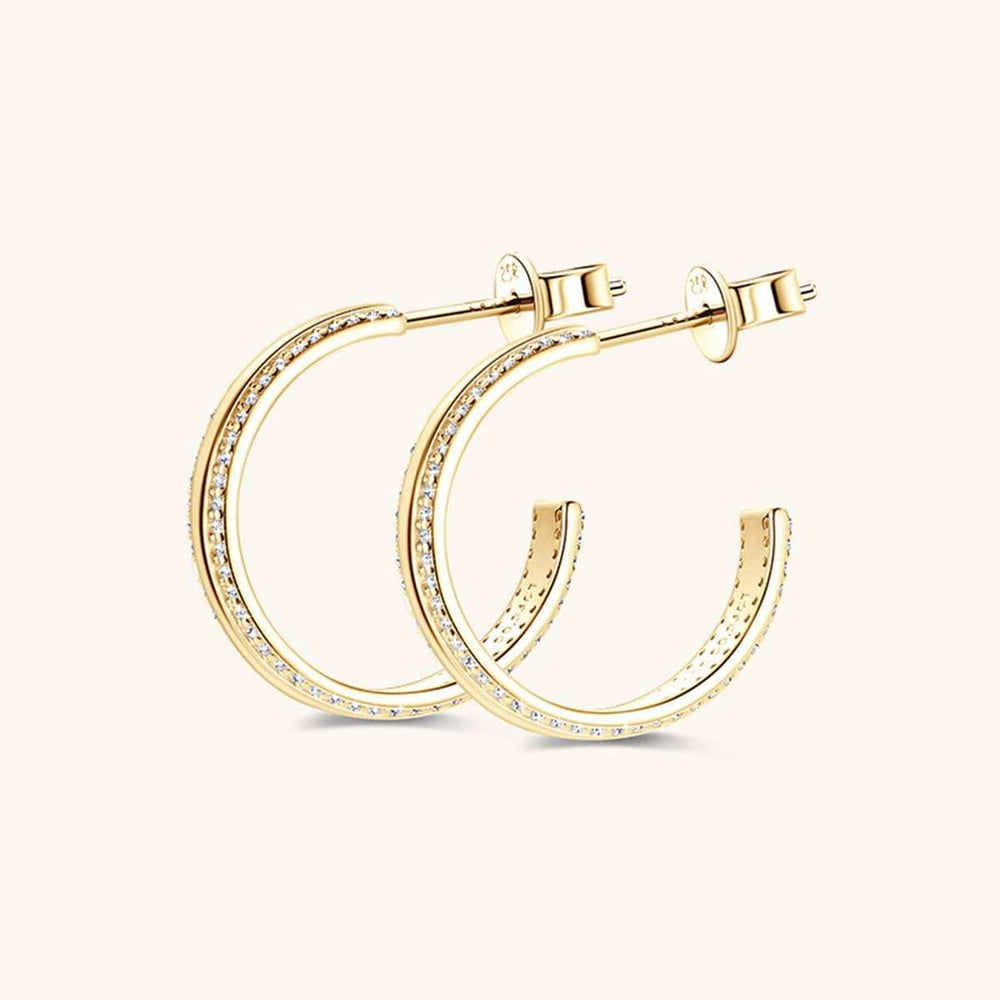 925 Sterling Silver Inlaid Moissanite C-Hoop Earrings - Trendsi - Flyclothing LLC