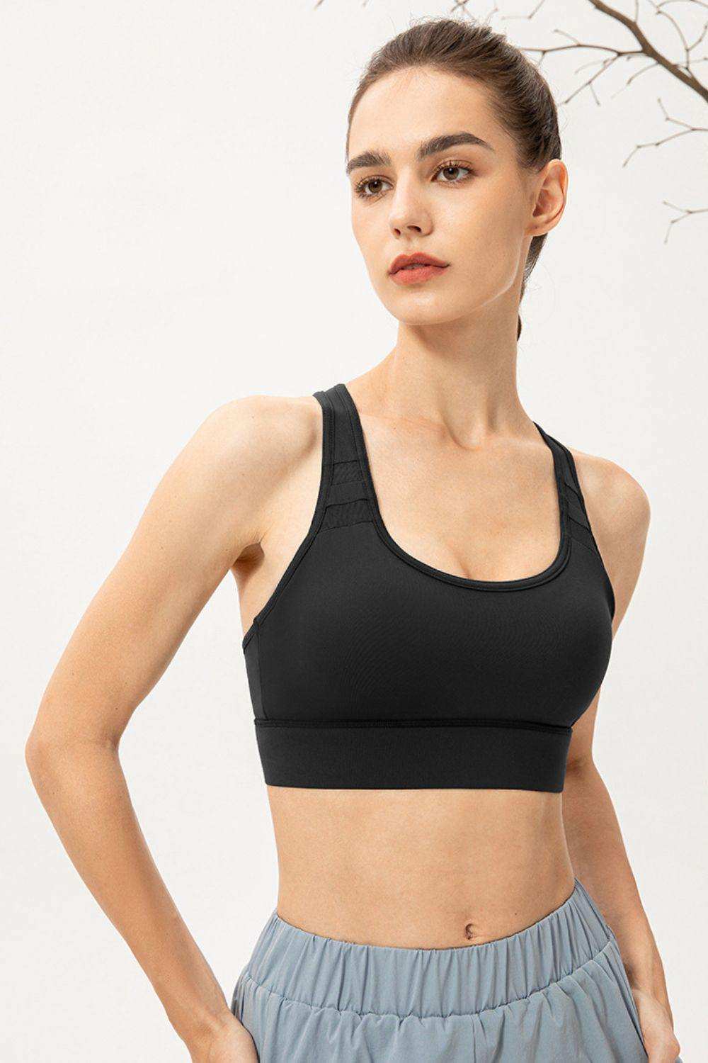 Scoop Neck Long Sports Bra - Trendsi - Flyclothing LLC
