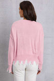 Lip Fringe Round Neck Sweater - Trendsi - Flyclothing LLC