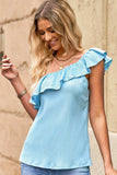 Ruffled One-Shoulder Tank - Trendsi - Flyclothing LLC