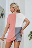 Color Block V-Neck Knit Top - Trendsi - Flyclothing LLC