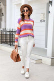 Color Block Round Neck Dropped Shoulder Sweater - Trendsi - Flyclothing LLC