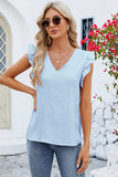 Ruffled V-Neck Cap Sleeve Blouse - Trendsi - Flyclothing LLC