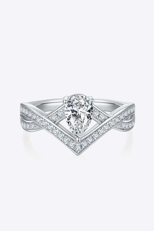 1 Carat Moissanite Teardrop 925 Sterling Silver Ring - Trendsi - Flyclothing LLC