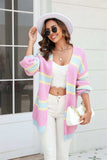 Color Block Ribbed Dropped Shoulder Open Front Cardigan - Trendsi - Flyclothing LLC