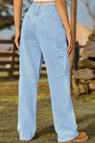 Loose Fit Drawstring Jeans with Pocket - Trendsi - Flyclothing LLC