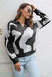 Two-Tone Johnny Collar Dropped Shoulder Pullover Sweater - Trendsi - Flyclothing LLC