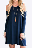 Cold-Shoulder Long Sleeve Round Neck Dress - Trendsi - Flyclothing LLC
