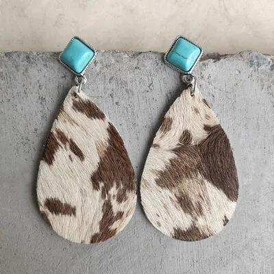 Artificial Turquoise Teardrop Earrings - Trendsi - Flyclothing LLC