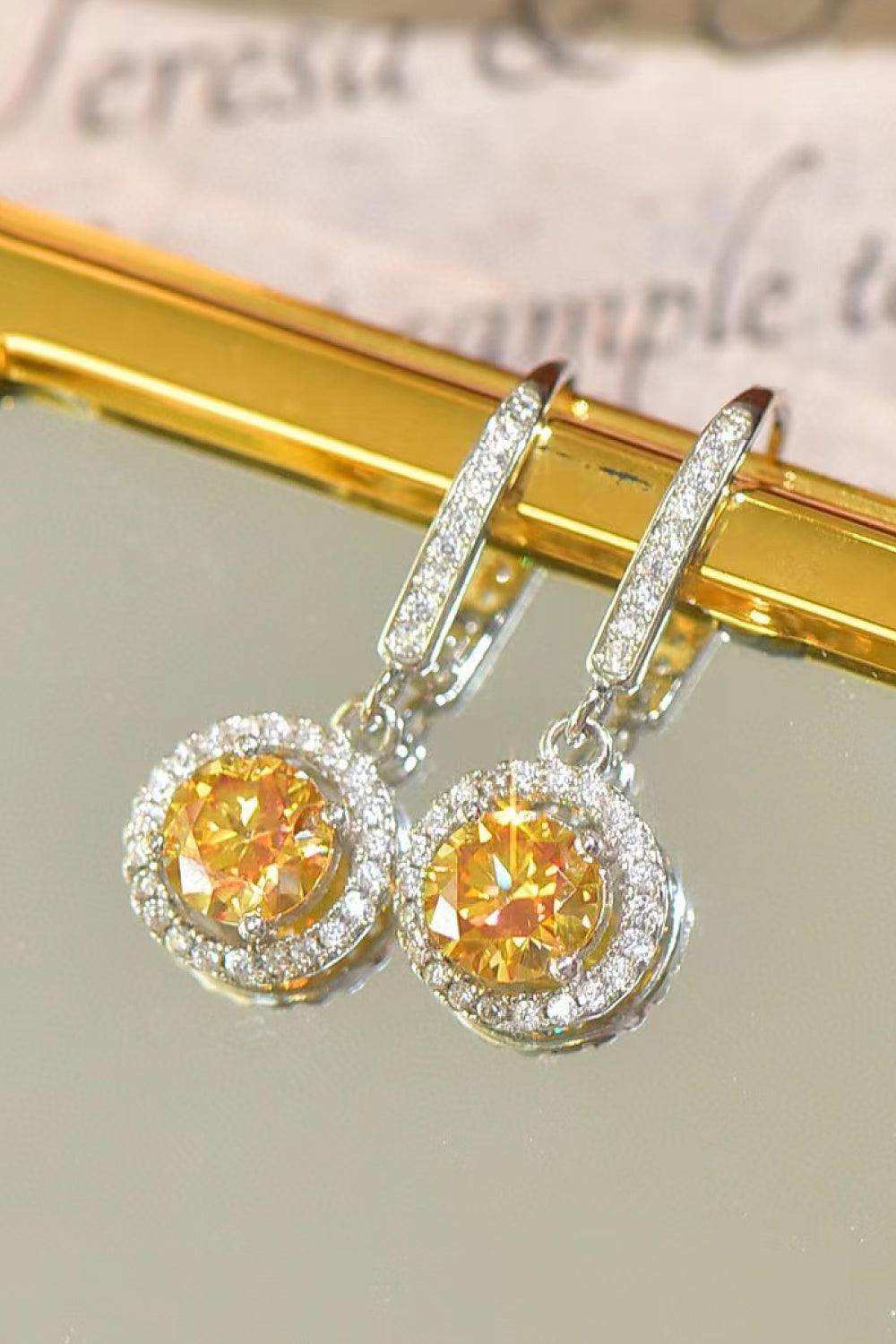 18K Platinum-Plated Moissanite Drop Earrings - Trendsi - Flyclothing LLC