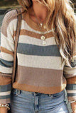 Striped Round Neck Dropped Shoulder Sweater - Trendsi - Flyclothing LLC