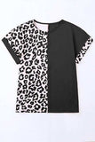 Plus Size Leopard Round Neck T-Shirt - Trendsi - Flyclothing LLC