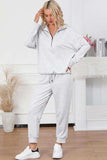 Half Zip Sweatshirt and Drawstring Sweatpants Set - Trendsi - Flyclothing LLC