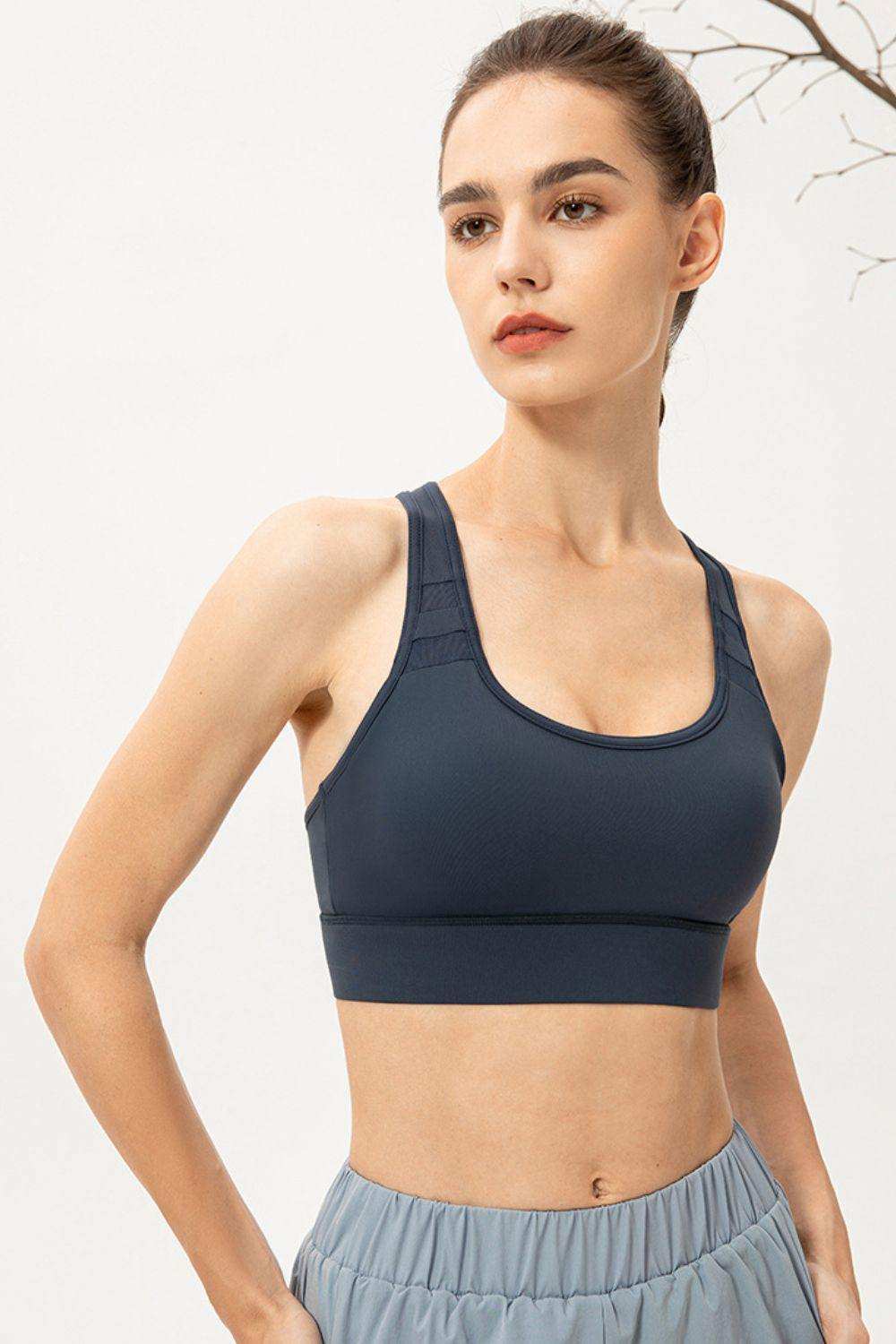 Scoop Neck Long Sports Bra - Trendsi - Flyclothing LLC