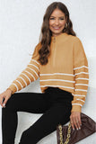 Mock Neck Long Sleeve Zip-Up Sweater - Trendsi - Flyclothing LLC