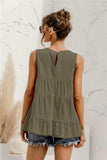 Round Neck Tiered Tank - Trendsi - Flyclothing LLC