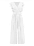 Ruffled Surplice Cap Sleeve Jumpsuit - Trendsi - Flyclothing LLC