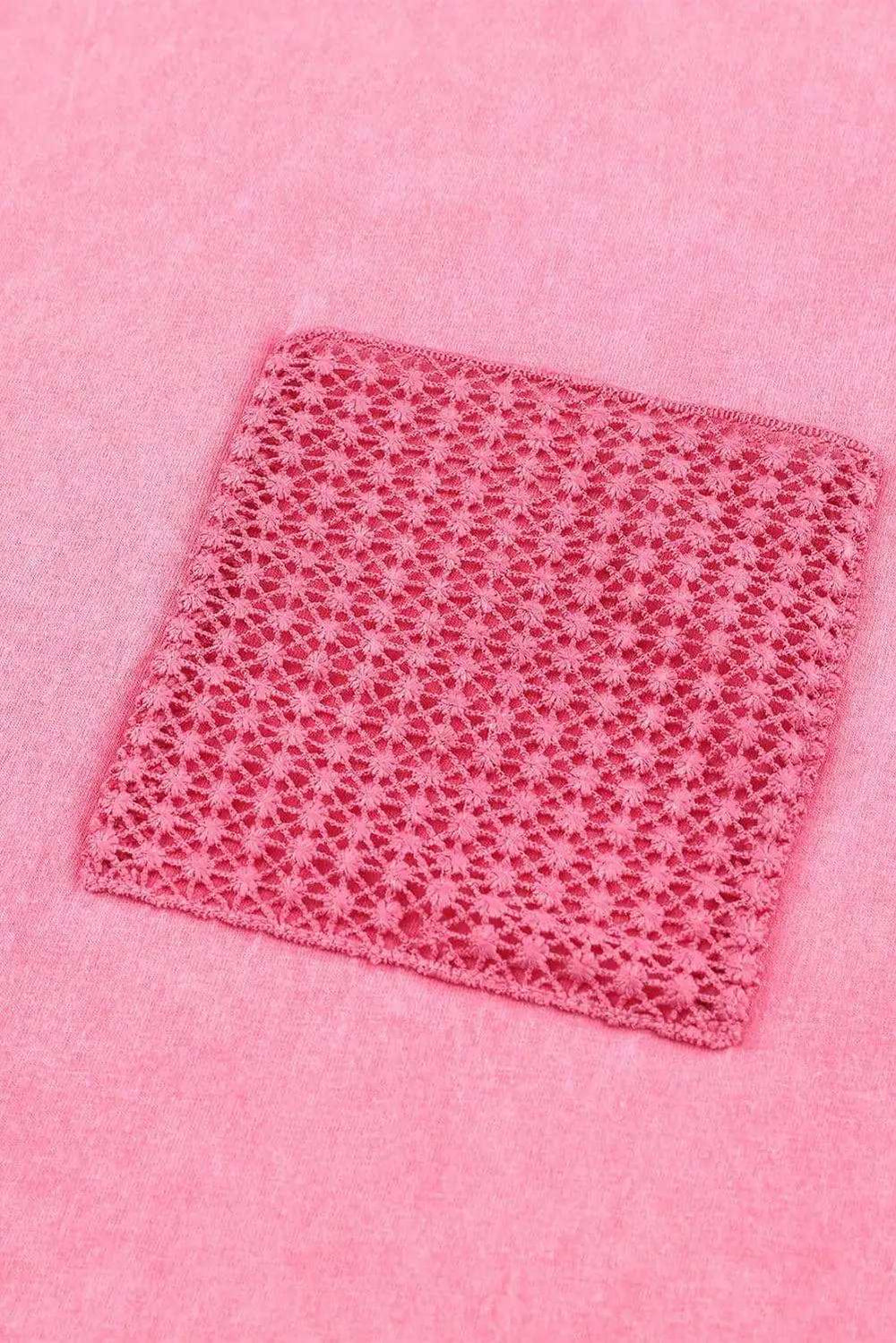 Round Neck Dropped Shoulder Top with Pocket - Trendsi - Flyclothing LLC