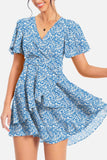 Surplice Neck Flutter Sleeve Dress - Trendsi - Flyclothing LLC