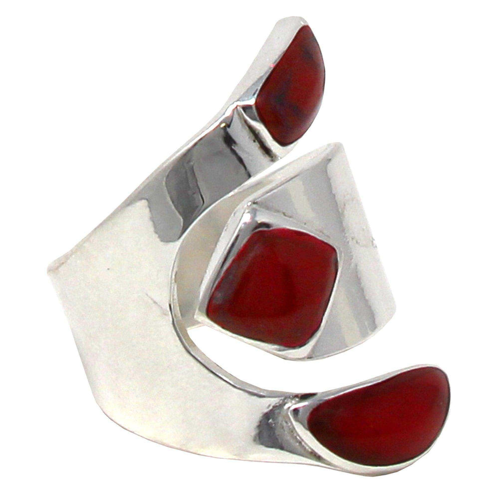 Wide Red Jasper and Silver Ring - Size 8 - Artisana - Flyclothing LLC