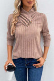 Ribbed Turtleneck Long Sleeve Sweater - Trendsi - Flyclothing LLC