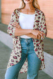 Printed Open Front Half Sleeve Cardigan - Trendsi - Flyclothing LLC