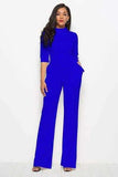 Mock Neck Tie-Waist Half Sleeve Jumpsuit - Trendsi - Flyclothing LLC