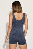 Zenana Ribbed Washed Round Neck Sleeveless Romper - Trendsi - Flyclothing LLC