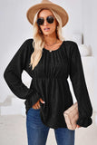 Ruched Round Neck Flounce Sleeve Blouse - Trendsi - Flyclothing LLC