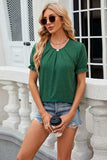 Round Neck Flounce Sleeve T-Shirt - Trendsi - Flyclothing LLC
