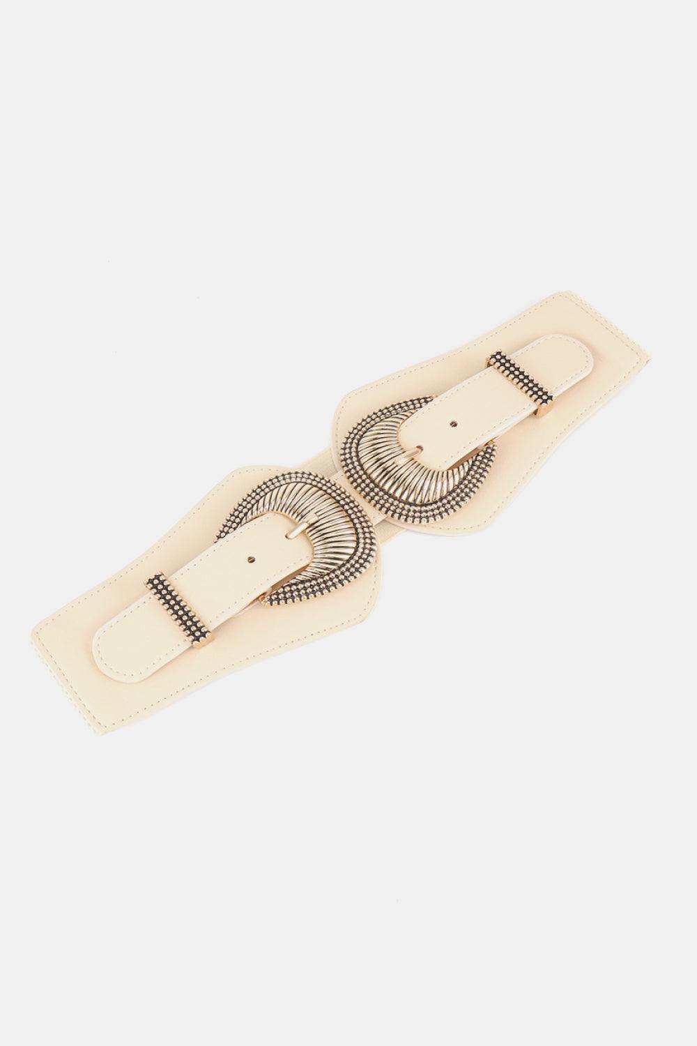 Shell Double Buckle Elastic Wide Belt - Trendsi - Flyclothing LLC