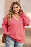Plus Size V-Neck Dropped Shoulder Sweater - Trendsi - Flyclothing LLC