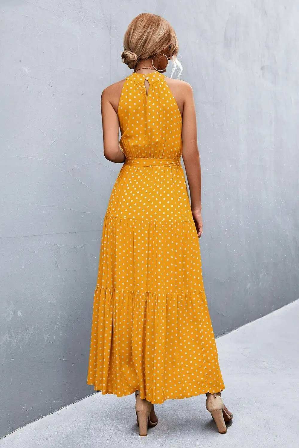 Printed Sleeveless Tie Waist Maxi Dress - Trendsi - Flyclothing LLC