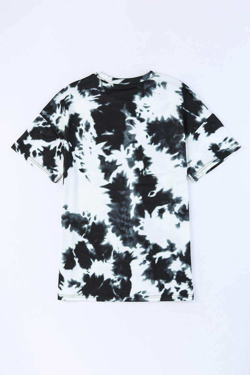 Tie-Dye Round Neck Short Sleeve Tunic Tee - Trendsi - Flyclothing LLC