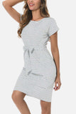Tie Front Round Neck Short Sleeve Dress - Trendsi - Flyclothing LLC