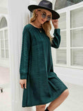 Cable-Knit Long Sleeve Sweater Dress - Trendsi - Flyclothing LLC
