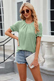Round Neck Flounce Sleeve T-Shirt - Trendsi - Flyclothing LLC