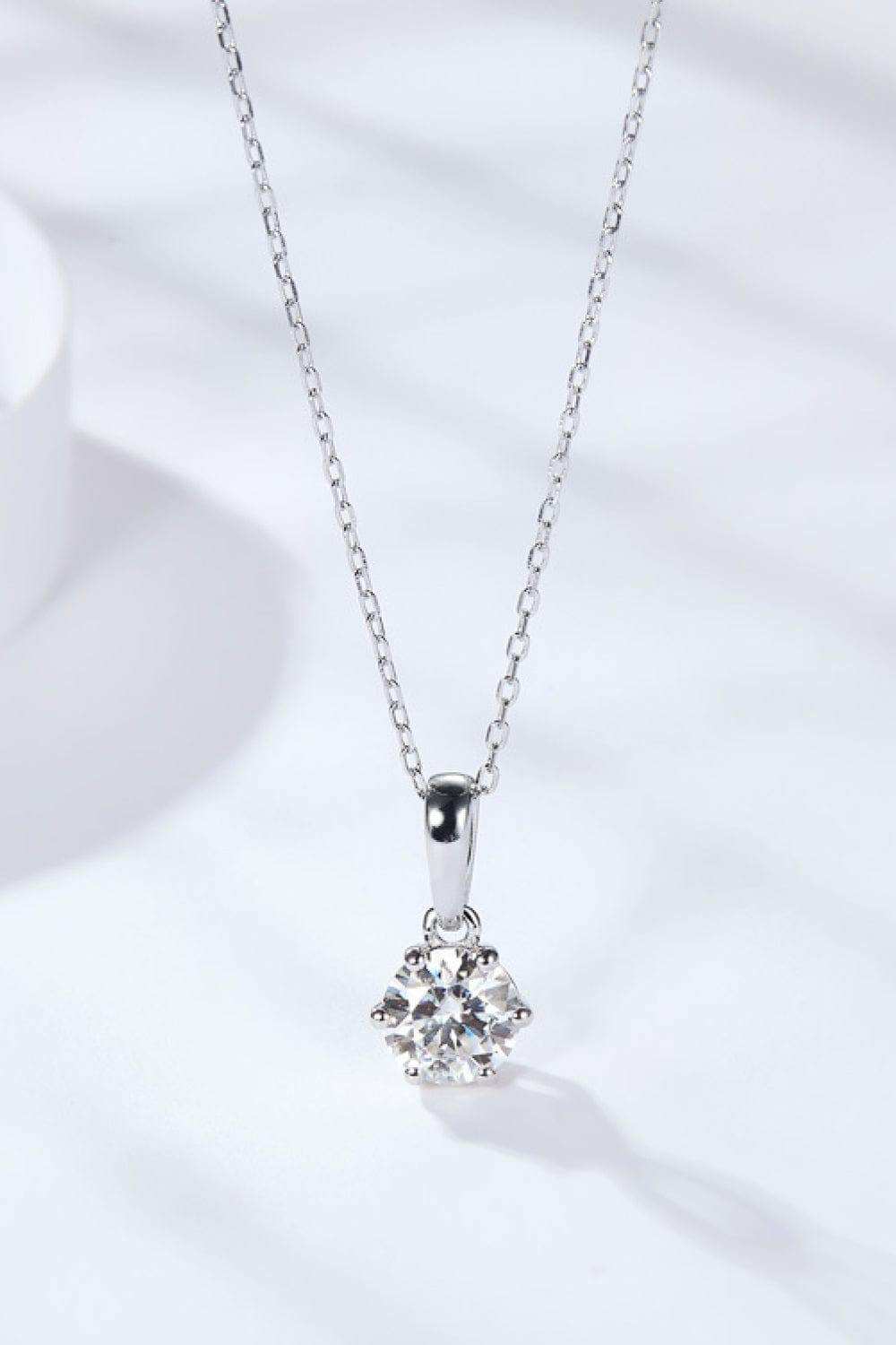 2 Carat 6-Prong Moissanite Pendant Necklace - Trendsi - Flyclothing LLC