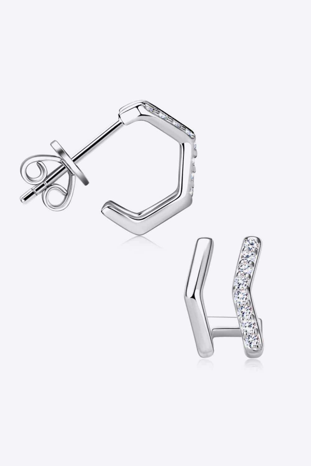 Moissanite 925 Sterling Silver Double-Layered Earrings - Trendsi - Flyclothing LLC