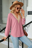 V-Neck Long Sleeve Blouse - Trendsi - Flyclothing LLC